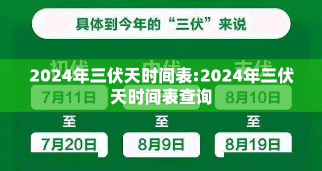 2024年三伏天时间表:2024年三伏天时间表查询