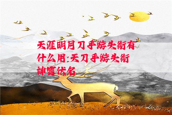 天涯明月刀手游头衔有什么用:天刀手游头衔神霄伏名