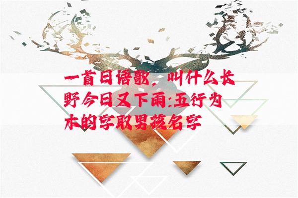 一首日语歌，叫什么长野今日又下雨:五行为木的字取男孩名字