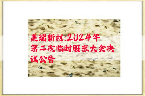 美瑞新材:2024年第二次临时股东大会决议公告